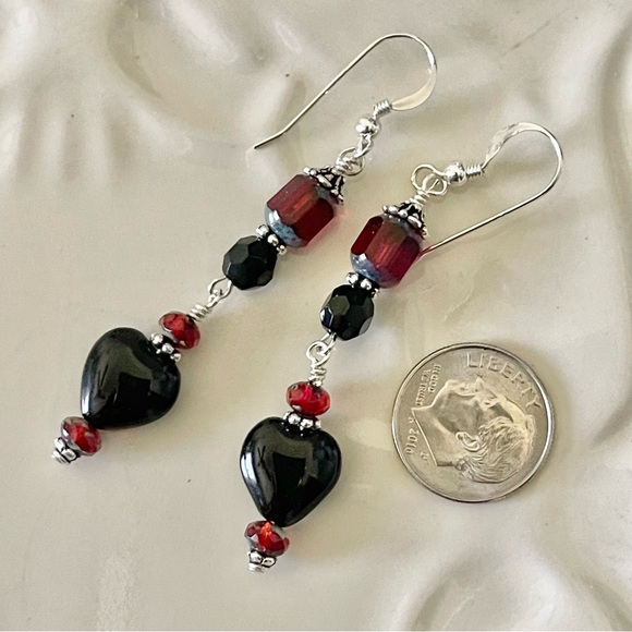 ARTISAN Earrings - “Queen of Hearts” Dangles - Picture 5 of 9